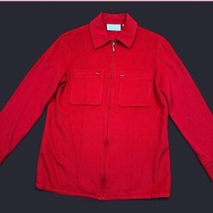 Cozy Cashmere Dana Buchman Vibrant Red Zip Jacket Sz 2